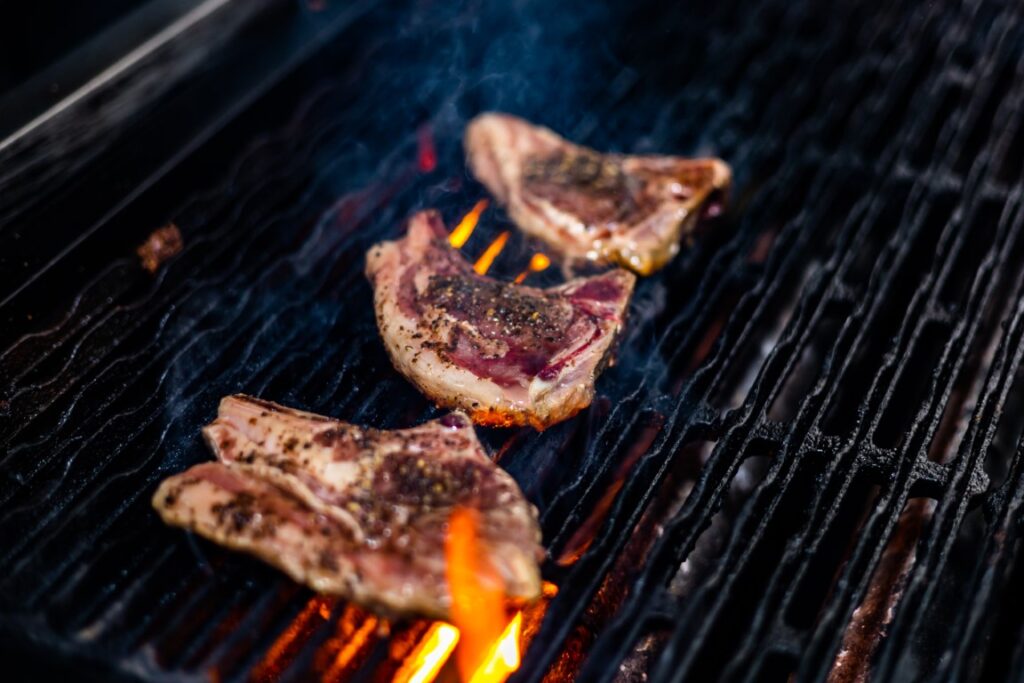 photography of lamb chops fried on a grill